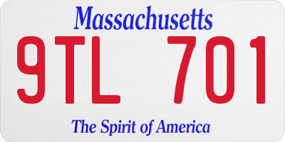 MA license plate 9TL701