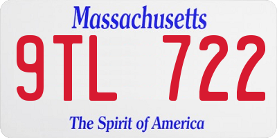 MA license plate 9TL722