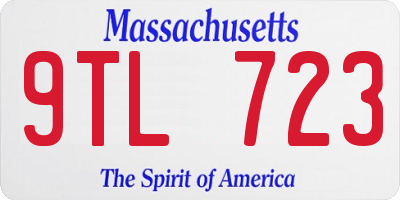 MA license plate 9TL723