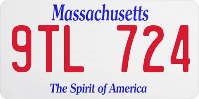 MA license plate 9TL724