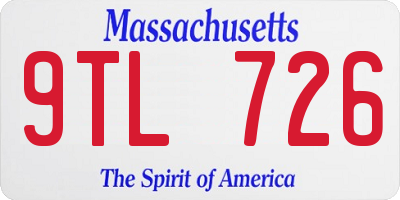 MA license plate 9TL726