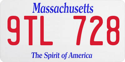 MA license plate 9TL728