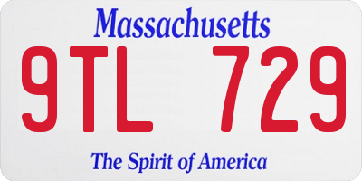 MA license plate 9TL729