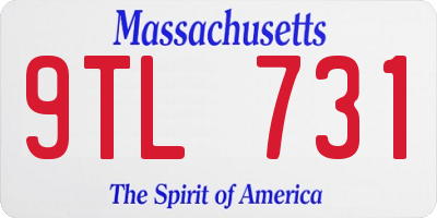 MA license plate 9TL731