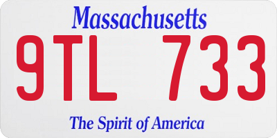 MA license plate 9TL733