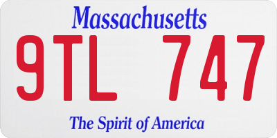 MA license plate 9TL747
