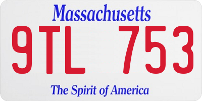 MA license plate 9TL753