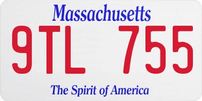 MA license plate 9TL755