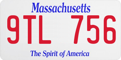 MA license plate 9TL756