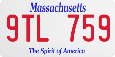 MA license plate 9TL759
