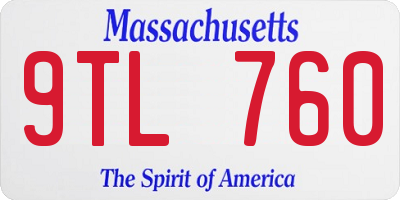 MA license plate 9TL760