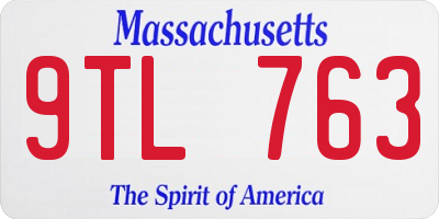 MA license plate 9TL763