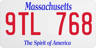 MA license plate 9TL768