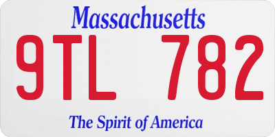 MA license plate 9TL782
