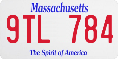 MA license plate 9TL784