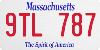 MA license plate 9TL787