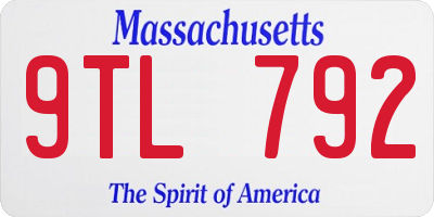 MA license plate 9TL792