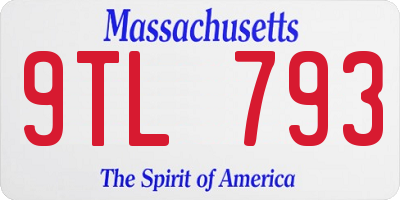 MA license plate 9TL793