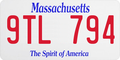 MA license plate 9TL794