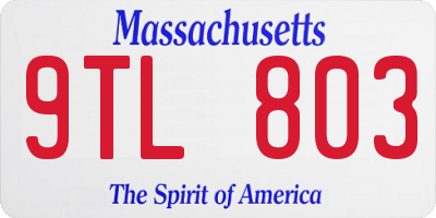 MA license plate 9TL803