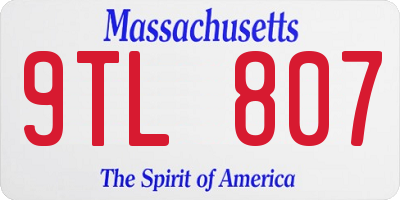 MA license plate 9TL807
