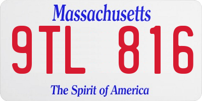 MA license plate 9TL816