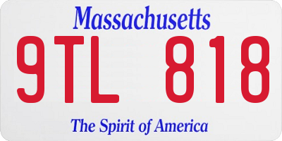 MA license plate 9TL818