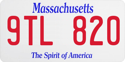 MA license plate 9TL820