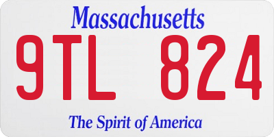 MA license plate 9TL824
