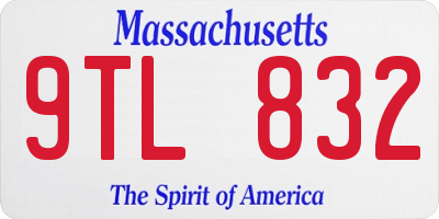 MA license plate 9TL832