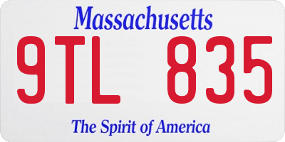 MA license plate 9TL835