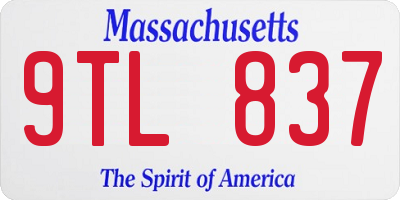 MA license plate 9TL837