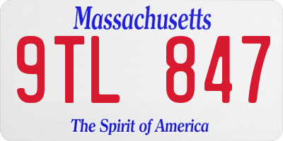 MA license plate 9TL847