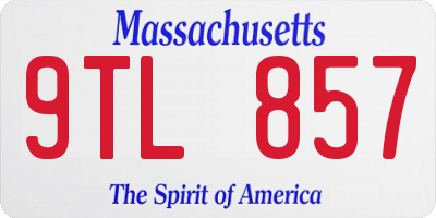 MA license plate 9TL857