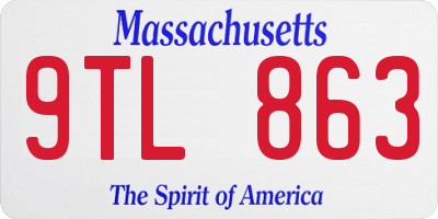 MA license plate 9TL863