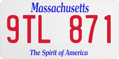 MA license plate 9TL871