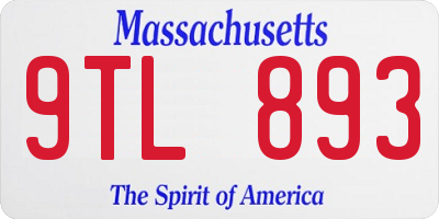 MA license plate 9TL893