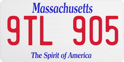 MA license plate 9TL905