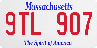 MA license plate 9TL907