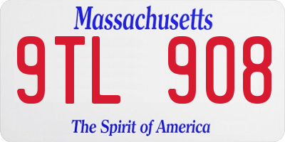 MA license plate 9TL908
