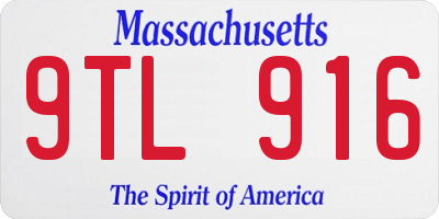 MA license plate 9TL916