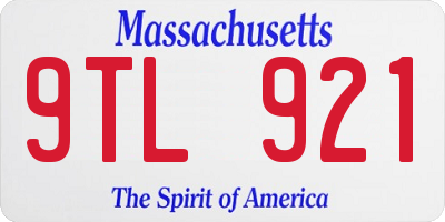 MA license plate 9TL921