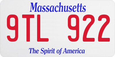 MA license plate 9TL922