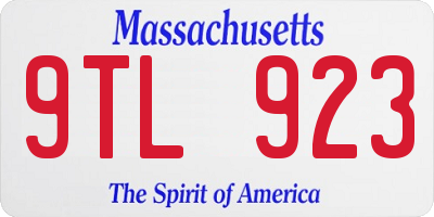 MA license plate 9TL923