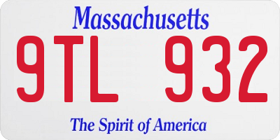 MA license plate 9TL932