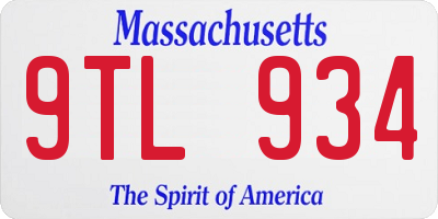 MA license plate 9TL934
