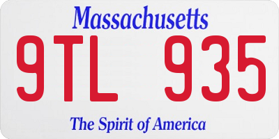 MA license plate 9TL935