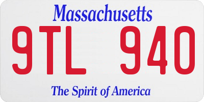 MA license plate 9TL940