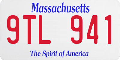 MA license plate 9TL941