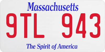 MA license plate 9TL943